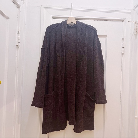 Barefoot Dreams Cardigan Cozy Chic Lite Brown Hoodie Pockets Malibu - Picture 2 of 5